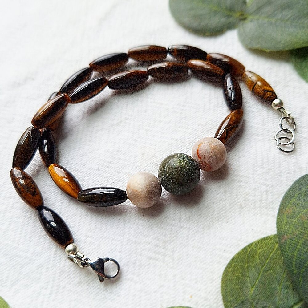 Fairy Grunge Gemstone Choker – Goblincore Necklace, Boho Jewelry, Whimsigoth